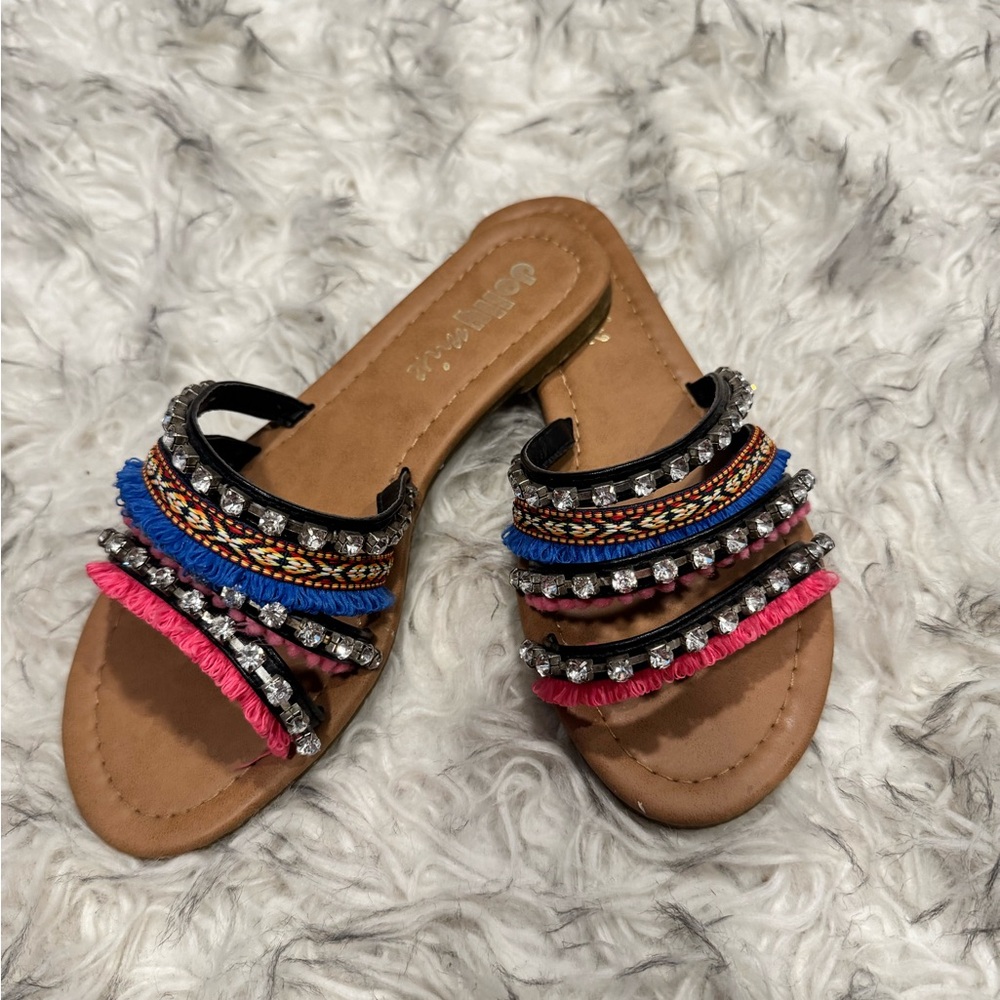 SALE🎉 Vibrant Multi-Colored Sandals with Decorative Straps